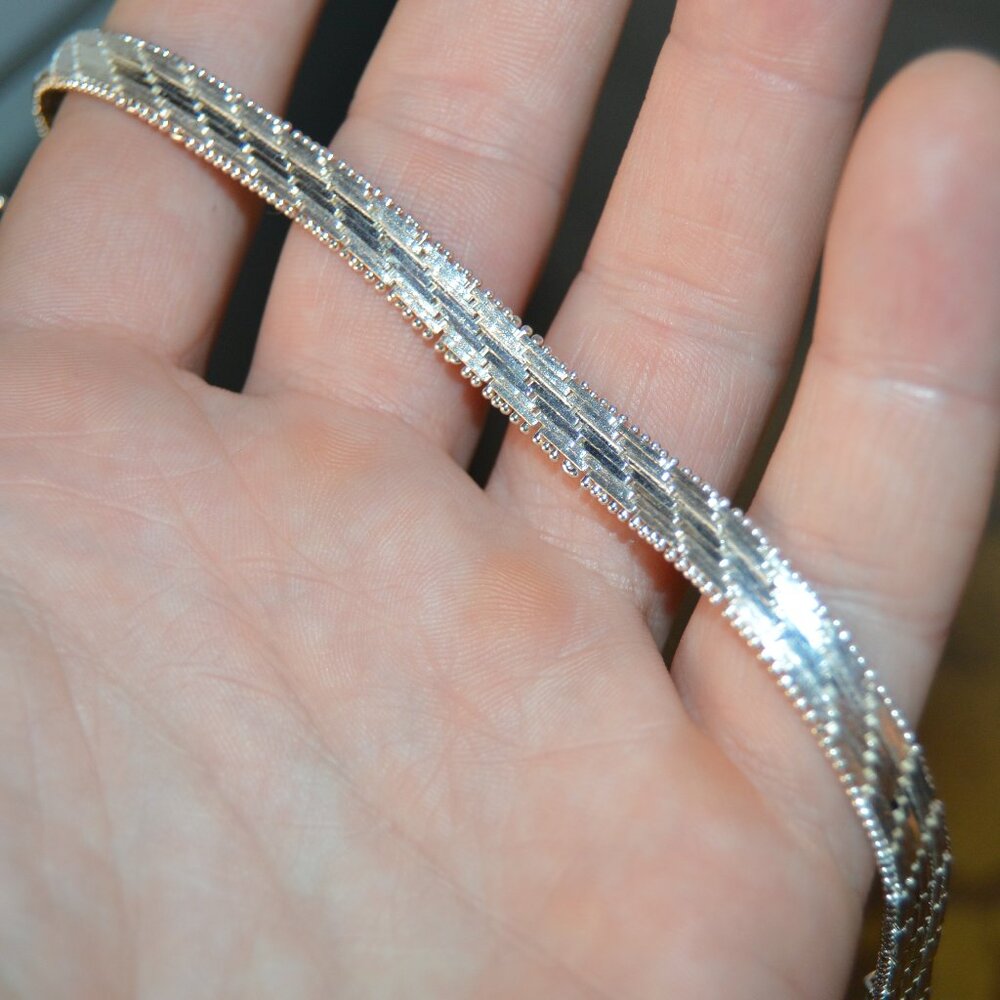 Elegant sterling silver chain bracelet, 7" - Picture 3 of 7